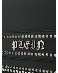 schwarze beschlagene Leder Clutch von Philipp Plein