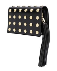 schwarze beschlagene Leder Clutch von Balmain