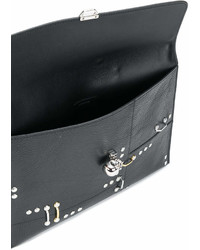 schwarze beschlagene Leder Clutch von Alexander McQueen