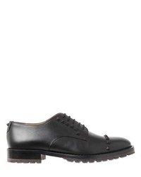 schwarze beschlagene Leder Derby Schuhe