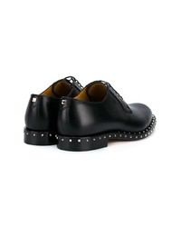 schwarze beschlagene Leder Derby Schuhe von Valentino