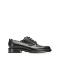schwarze beschlagene Leder Derby Schuhe von Saint Laurent
