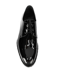 schwarze beschlagene Leder Derby Schuhe von Jimmy Choo