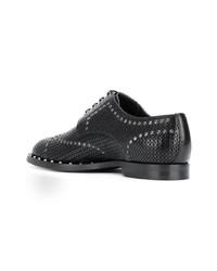 schwarze beschlagene Leder Derby Schuhe von Dolce & Gabbana