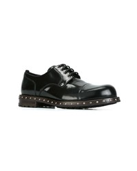schwarze beschlagene Leder Derby Schuhe von Dolce & Gabbana