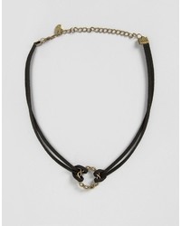 schwarze beschlagene Leder Halskette von Reclaimed Vintage