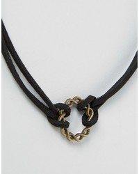 schwarze beschlagene Leder Halskette von Reclaimed Vintage