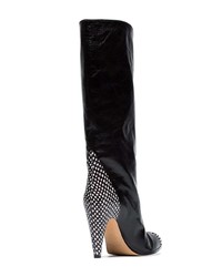 schwarze beschlagene Leder mittelalte Stiefel von Givenchy