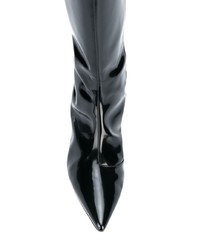 schwarze beschlagene Leder mittelalte Stiefel von Christopher Kane