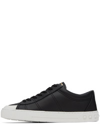 schwarze beschlagene Leder niedrige Sneakers von Valentino Garavani