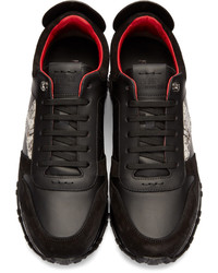 schwarze beschlagene Leder niedrige Sneakers von Fendi