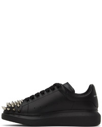 schwarze beschlagene Leder niedrige Sneakers von Alexander McQueen