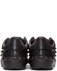 schwarze beschlagene Leder niedrige Sneakers von Valentino