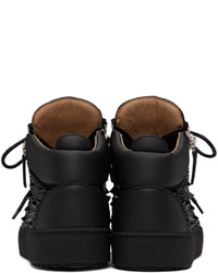 schwarze beschlagene Leder niedrige Sneakers von Giuseppe Zanotti