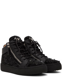 schwarze beschlagene Leder niedrige Sneakers von Giuseppe Zanotti