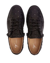 schwarze beschlagene Leder niedrige Sneakers von Giuseppe Zanotti