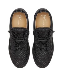 schwarze beschlagene Leder niedrige Sneakers von Giuseppe Zanotti