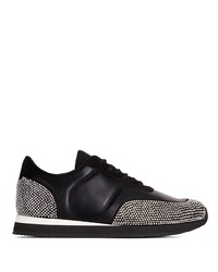 schwarze beschlagene Leder niedrige Sneakers von Giuseppe Zanotti