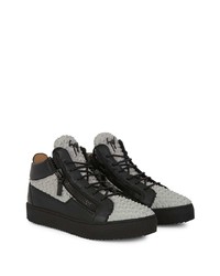 schwarze beschlagene Leder niedrige Sneakers von Giuseppe Zanotti