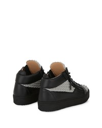 schwarze beschlagene Leder niedrige Sneakers von Giuseppe Zanotti