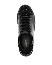 schwarze beschlagene Leder niedrige Sneakers von Kurt Geiger London