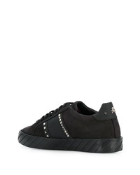 schwarze beschlagene Leder niedrige Sneakers von Philipp Plein