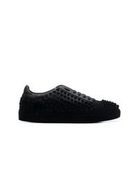 schwarze beschlagene Leder niedrige Sneakers von Philipp Plein