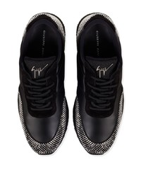 schwarze beschlagene Leder niedrige Sneakers von Giuseppe Zanotti