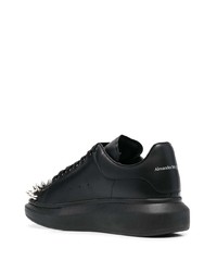 schwarze beschlagene Leder niedrige Sneakers von Alexander McQueen