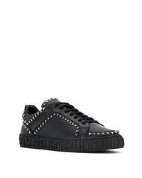 schwarze beschlagene Leder niedrige Sneakers von Philipp Plein