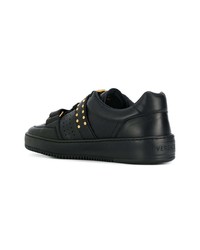 schwarze beschlagene Leder niedrige Sneakers von Versace