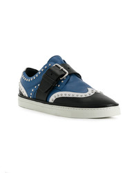 schwarze beschlagene Leder niedrige Sneakers von DSQUARED2