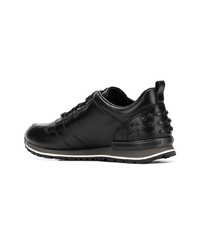 schwarze beschlagene Leder niedrige Sneakers von Tod's