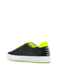 schwarze beschlagene Leder niedrige Sneakers von Philipp Plein