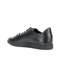 schwarze beschlagene Leder niedrige Sneakers von Versus