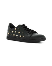 schwarze beschlagene Leder niedrige Sneakers von Versus