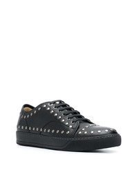 schwarze beschlagene Leder niedrige Sneakers von Lanvin