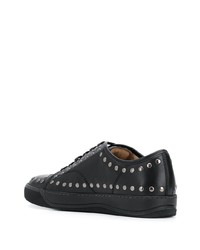 schwarze beschlagene Leder niedrige Sneakers von Lanvin