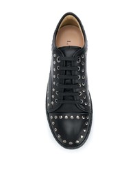 schwarze beschlagene Leder niedrige Sneakers von Lanvin