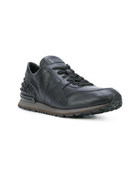 schwarze beschlagene Leder niedrige Sneakers von Tod's