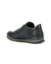 schwarze beschlagene Leder niedrige Sneakers von Tod's