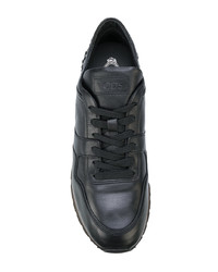 schwarze beschlagene Leder niedrige Sneakers von Tod's