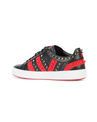 schwarze beschlagene Leder niedrige Sneakers von Philipp Plein