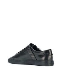 schwarze beschlagene Leder niedrige Sneakers von Saint Laurent