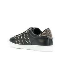 schwarze beschlagene Leder niedrige Sneakers von DSQUARED2