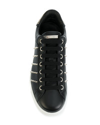 schwarze beschlagene Leder niedrige Sneakers von DSQUARED2