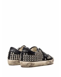 schwarze beschlagene Leder niedrige Sneakers von Golden Goose