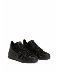 schwarze beschlagene Leder niedrige Sneakers von Giuseppe Zanotti