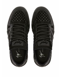 schwarze beschlagene Leder niedrige Sneakers von Giuseppe Zanotti