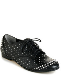 schwarze beschlagene Leder Oxford Schuhe
